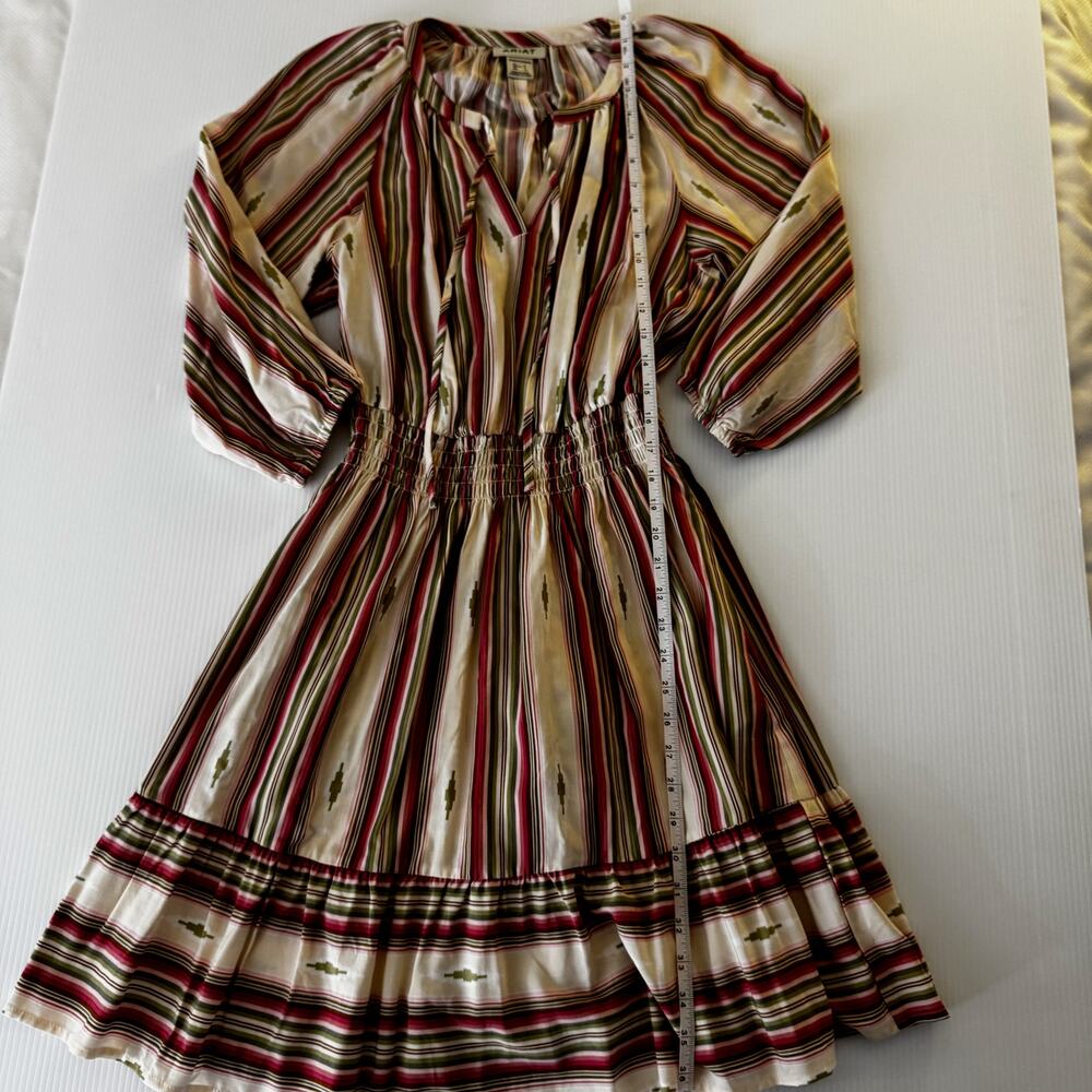 Ariat Lovell Western Smocked Mini Dress Small Rodeo Festival Country Cowgirl - Picture 6 of 16